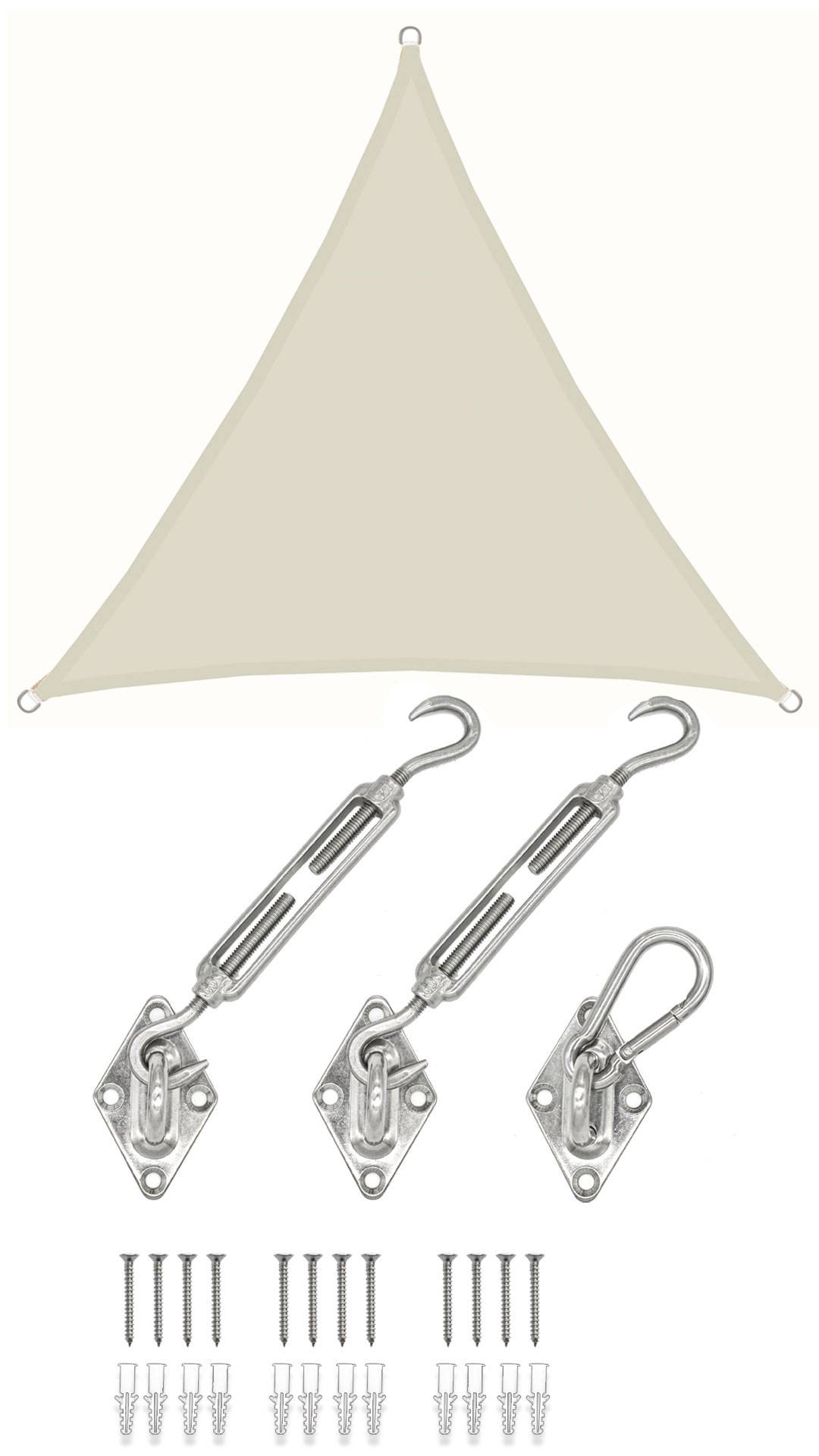 3x3x3 Sonnensegel Dreieckig Wasserdicht - Sonnenschutz Segel Set mit Befestigung