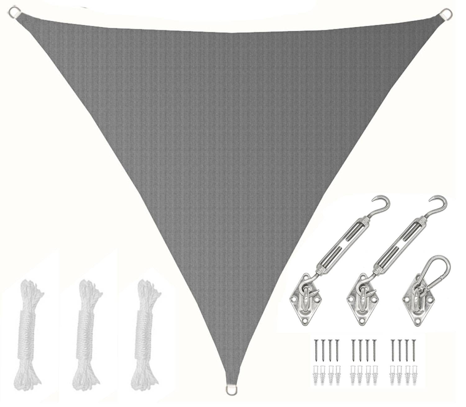 3x3x3 UV Sonnensegel Dreieckig Atmungsaktiv - Sonnenschutz Segel mit Befestigung