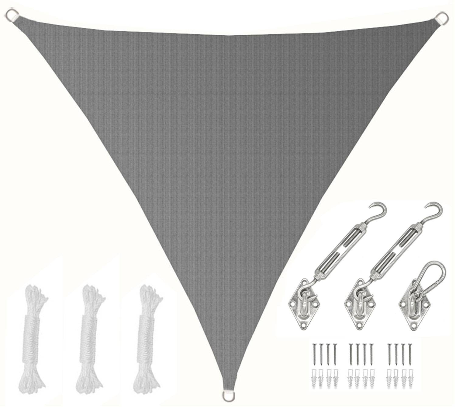 2x2x2 UV Sonnensegel Dreieckig Atmungsaktiv - Sonnenschutz Segel mit Befestigung