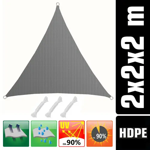 2x2x2 UV Sonnensegel Dreieckig Atmungsaktiv - Sonnenschutz Segel mit Befestigung 2x2x2 UV Sonnensegel Dreieckig Atmungsaktiv - Sonnenschutz Segel mit Befestigung
