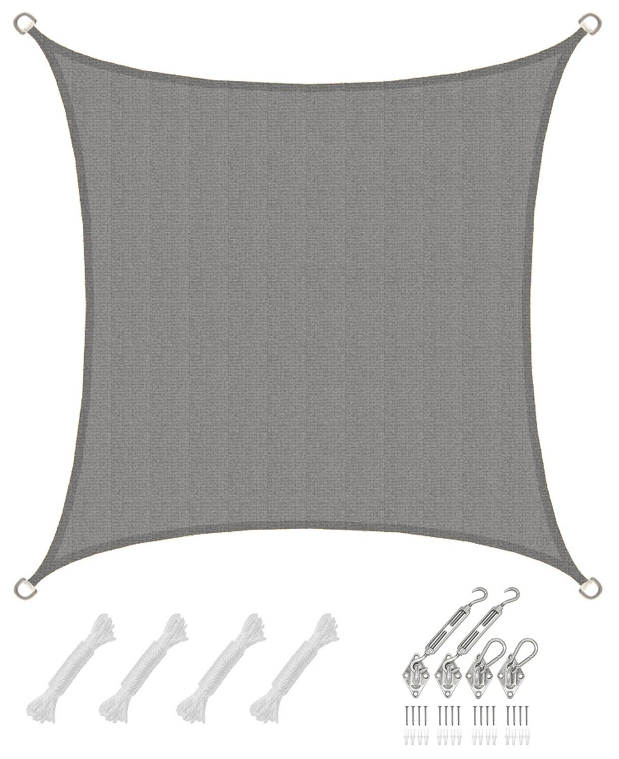 2x2 UV Sonnensegel Viereckig Atmungsaktiv - Sonnenschutz Segel mit Befestigung