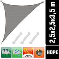 2,5x2,5x3,5 Sonnensegel Dreieckig Atmungsaktiv - Dreieck Segel mit Befestigung 2,5x2,5x3,5 Sonnensegel Dreieckig Atmungsaktiv - Dreieck Segel mit Befestigung