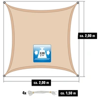 2x2 UV Sonnensegel Viereckig Atmungsaktiv - Sonnenschutz Segel mit Befestigung 2x2 UV Sonnensegel Viereckig Atmungsaktiv - Sonnenschutz Segel mit Befestigung