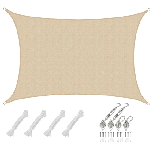 4x6 UV Sonnensegel Rechteckig Atmungsaktiv - Sonnenschutz Segel mit Befestigung 4x6 UV Sonnensegel Rechteckig Atmungsaktiv - Sonnenschutz Segel mit Befestigung