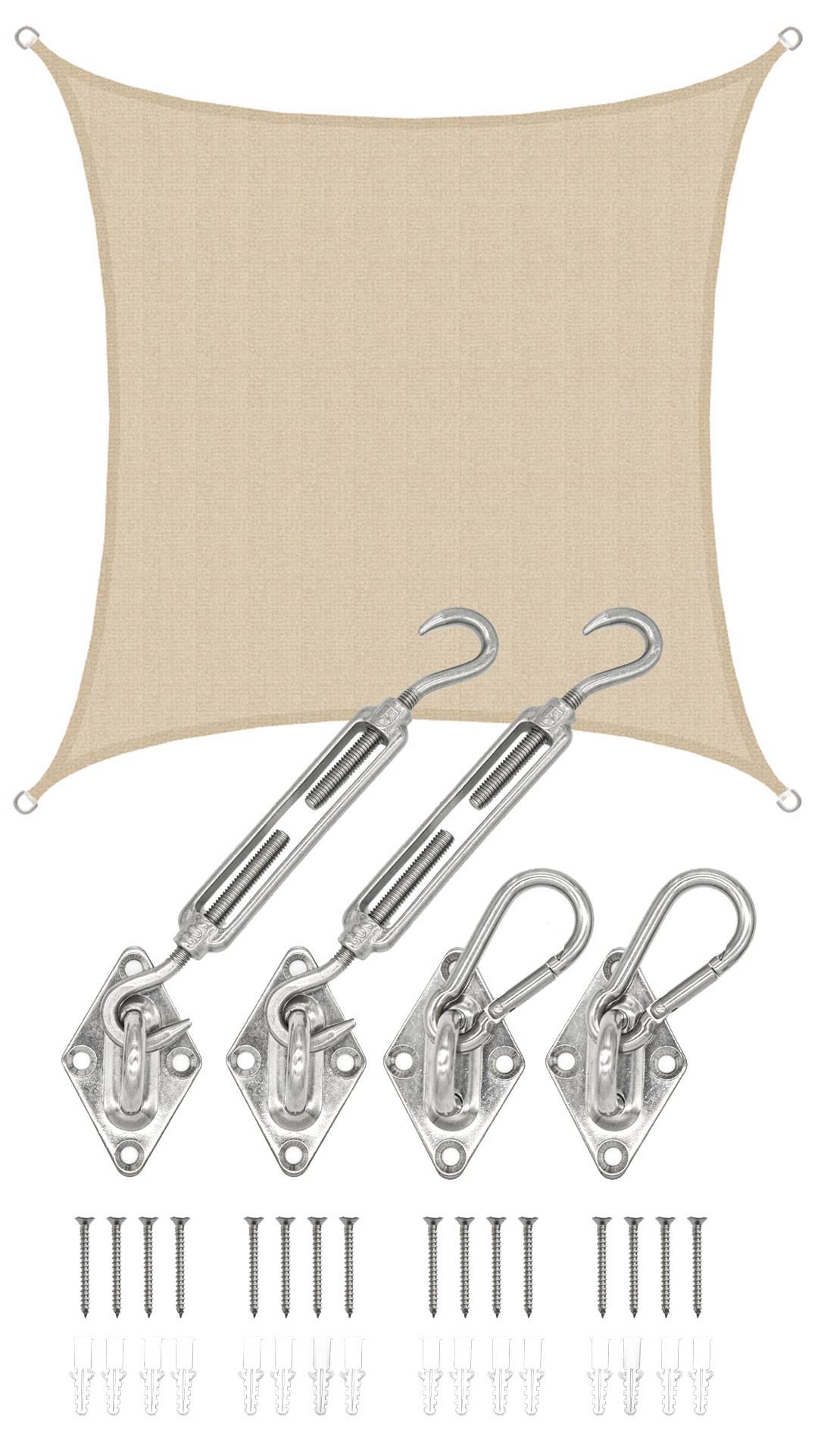 3x3 UV Sonnensegel Viereckig Atmungsaktiv - Sonnenschutz Segel mit Befestigung