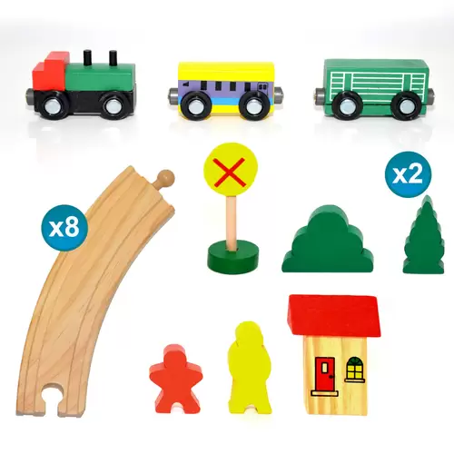 19-teilige Holzeisenbahn Starter-Set Spielzeug-Eisenbahn Holzbahn Kinder-Bahn Zug Spiel-Set Holz 19-teilige Holzeisenbahn Starter-Set Spielzeug-Eisenbahn Holzbahn Kinder-Bahn Zug Spiel-Set Holz