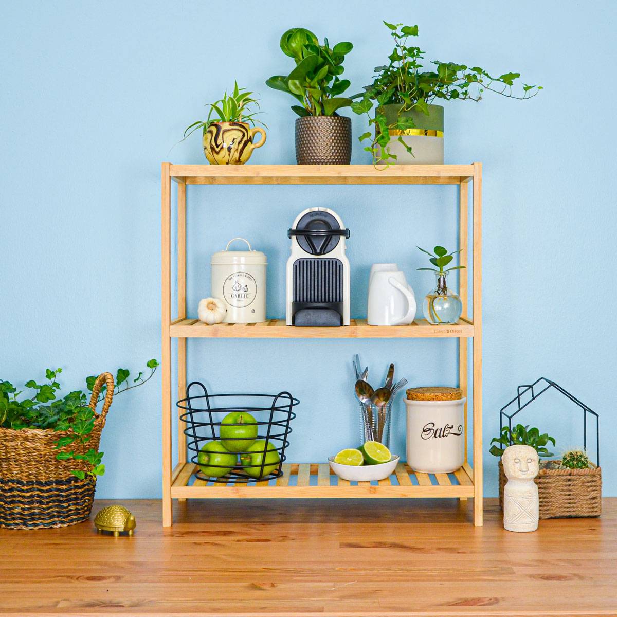 Bambus Schuhregal - 69x60x26cm Holz Regal für Badezimmer Küche Flur Schuhschrank