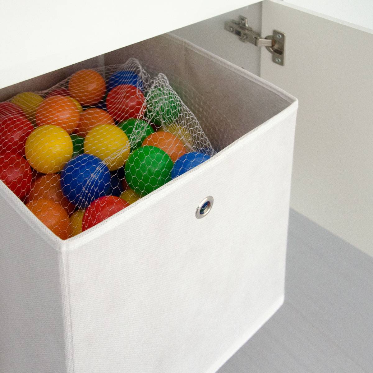 4er Set Aufbewahrungsbox für Kallax Regal 33x38x33 Stoff Box mit Öse Weiß