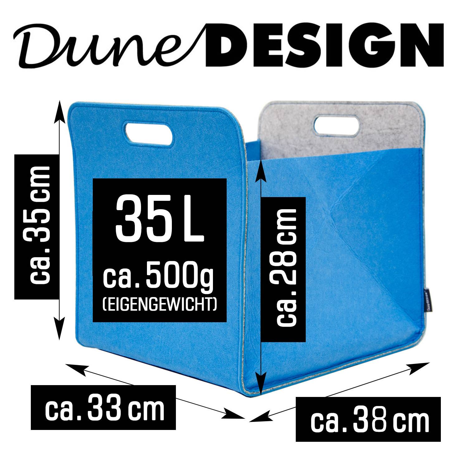 Aufbewahrungsbox 2er Set Cube Filz Blau 33x38x33cm