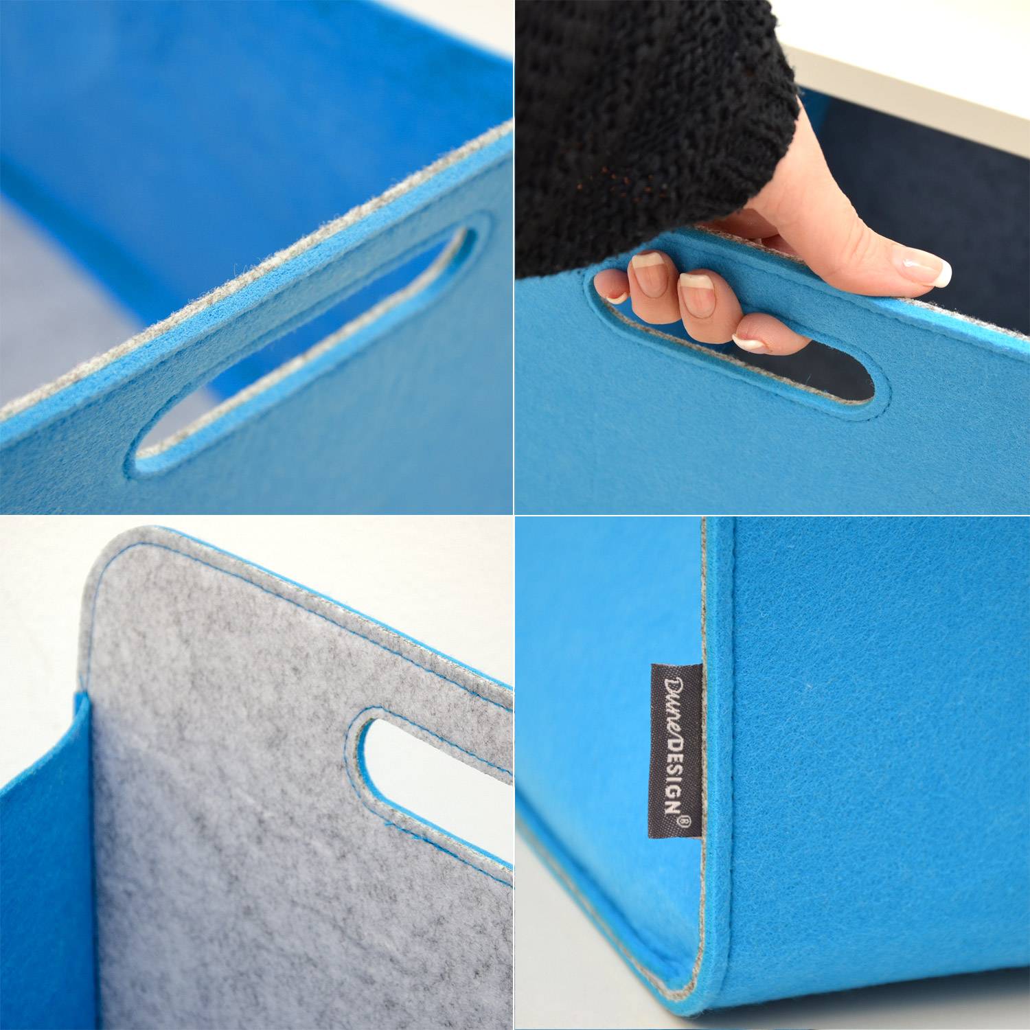 Aufbewahrungsbox 2er Set Cube Filz Blau 33x38x33cm