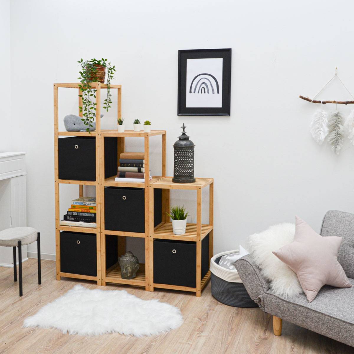 4er Set Aufbewahrungsbox für Kallax Regal 33x38x33 mit Öse Faltbox Schwarz