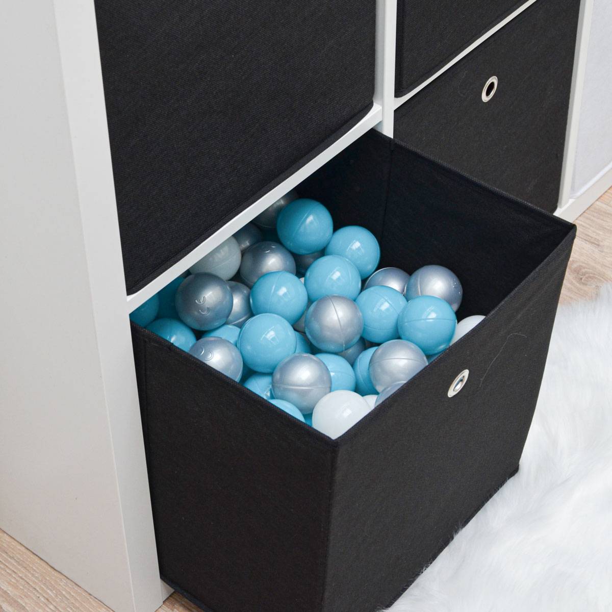 4er Set Aufbewahrungsbox für Kallax Regal 33x38x33 mit Öse Faltbox Schwarz