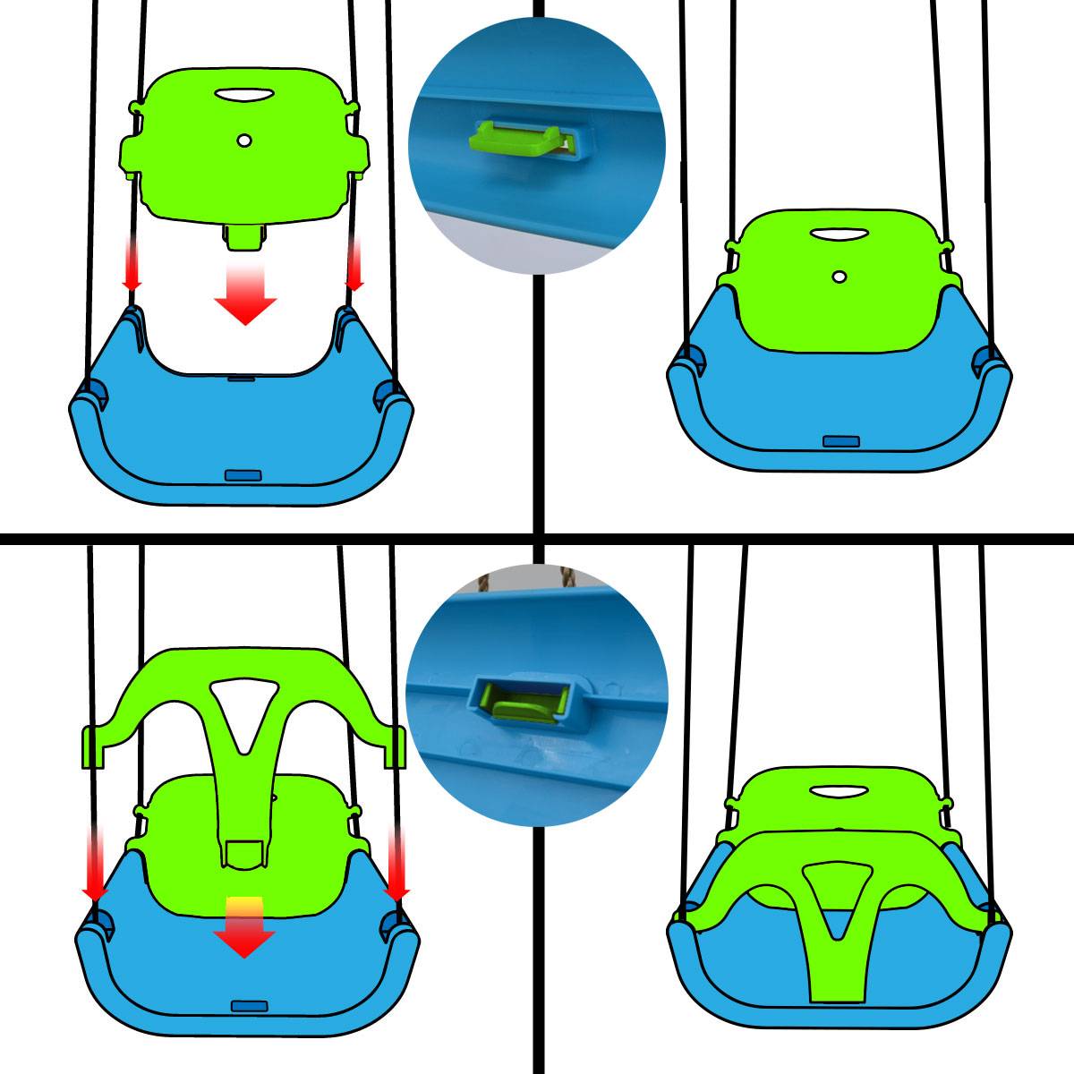 3-in-1 Kinderschaukel für Baby und Kleinkind - 40x43x33 Gartenschaukel Outdoor