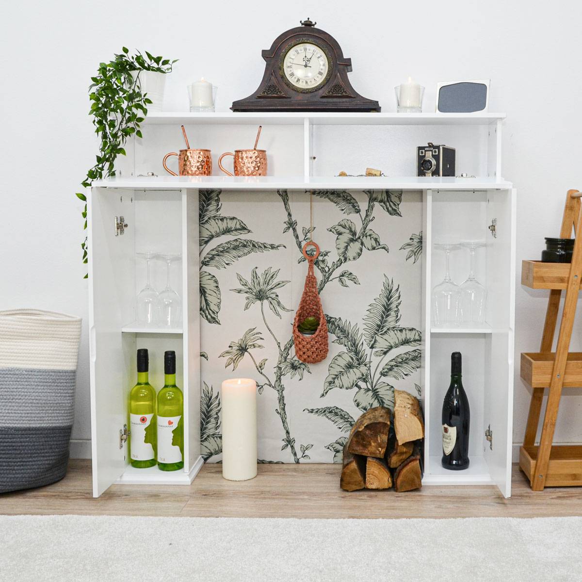 Kaminumrandung 107x18x100cm Weiß Kaminkonsole