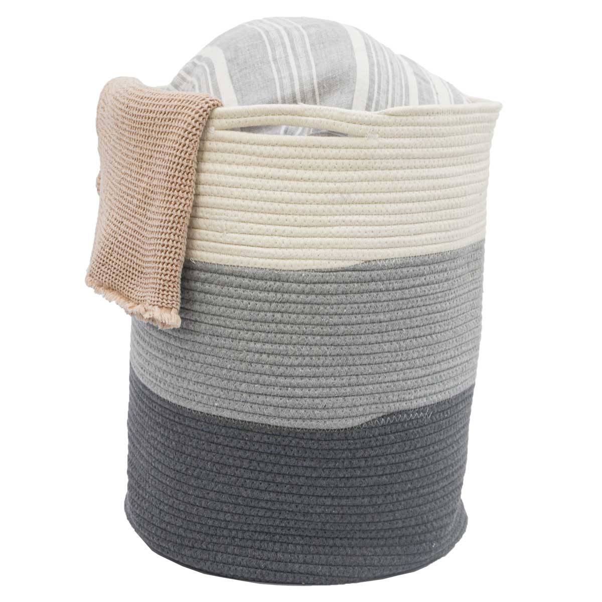 Ø38x46 Baumwoll Seilkorb 50L Aufbewahrungskorb Boho Wäschekorb Kinderzimmer Korb