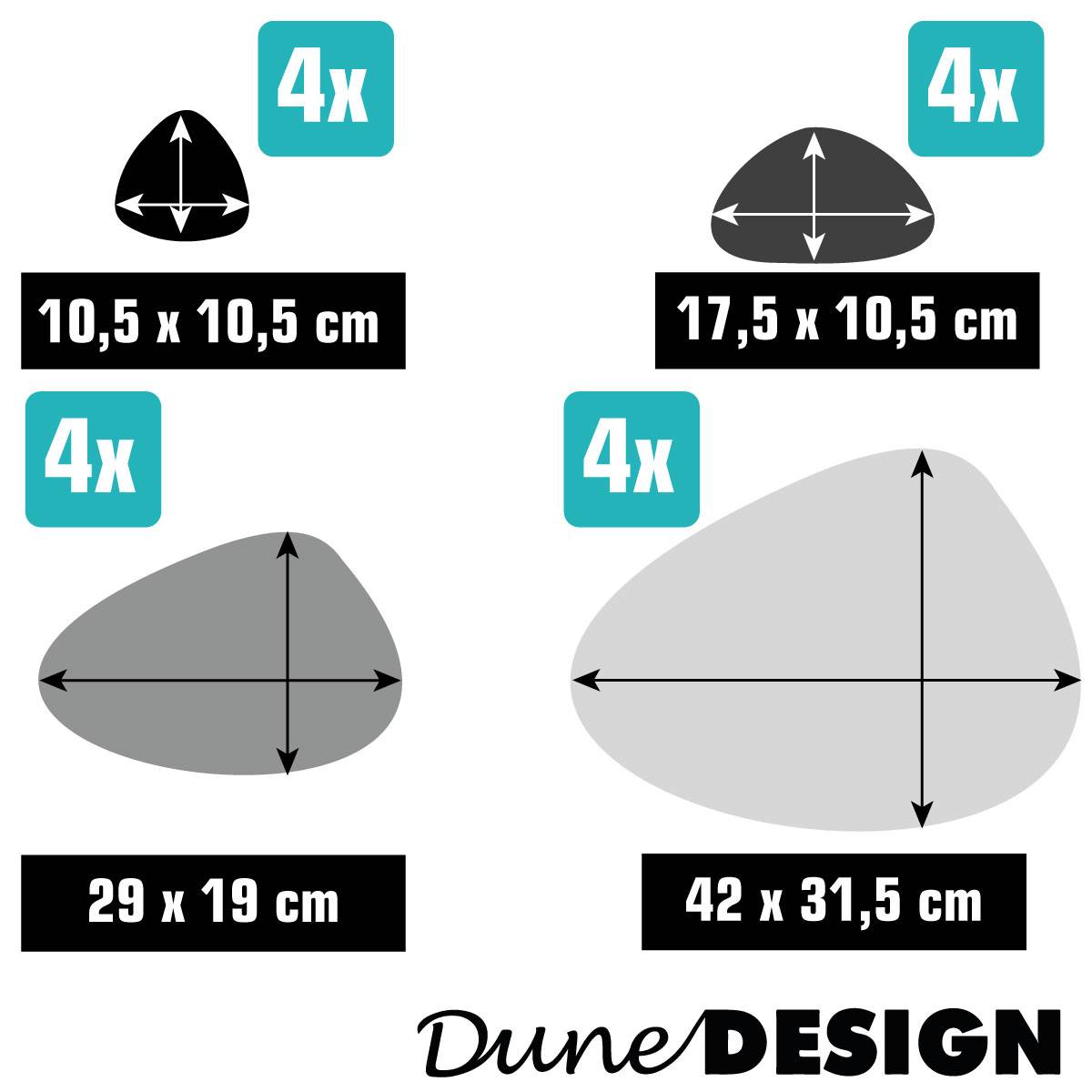 16er Flusskiesel Tischset Filz Platzset Untersetzer für 4 Abwaschbar Hitzefest