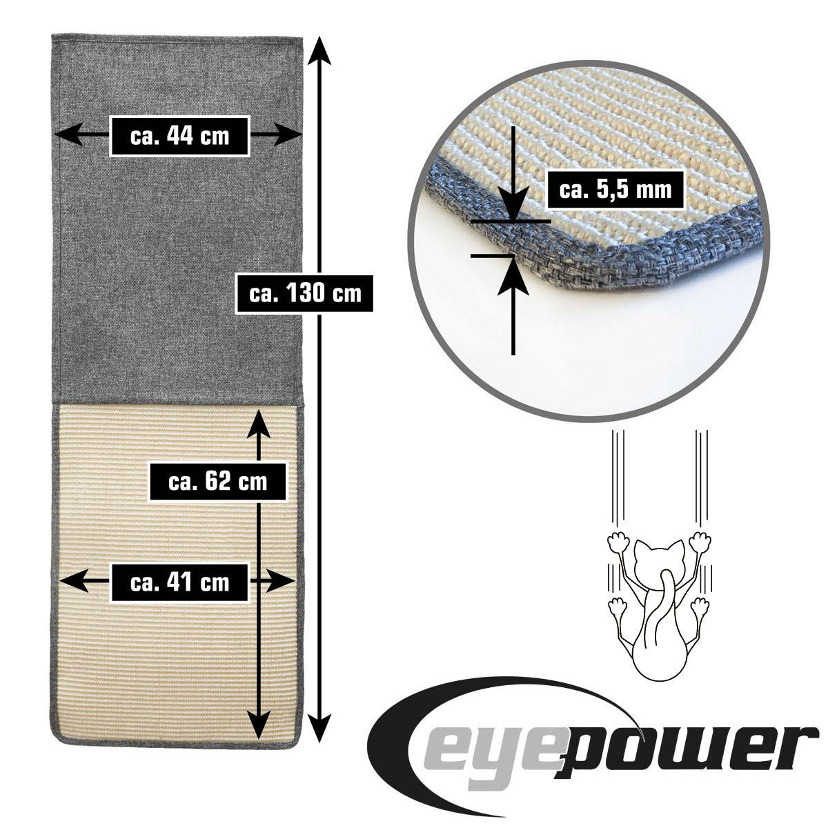 Sofa Kratzmatte für Katzen 130x44cm Sisal Möbel Kratzschutz Couch Sessel Kratz