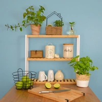 Bambus Wandregal - 60x54x15cm - Bad Küche Hängeregal Holz - Badregal Küchenregal Bambus Wandregal - 60x54x15cm - Bad Küche Hängeregal Holz - Badregal Küchenregal