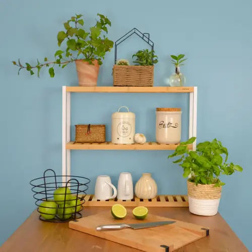 Bambus Wandregal - 60x54x15cm - Bad Küche Hängeregal Holz - Badregal Küchenregal Bambus Wandregal - 60x54x15cm - Bad Küche Hängeregal Holz - Badregal Küchenregal