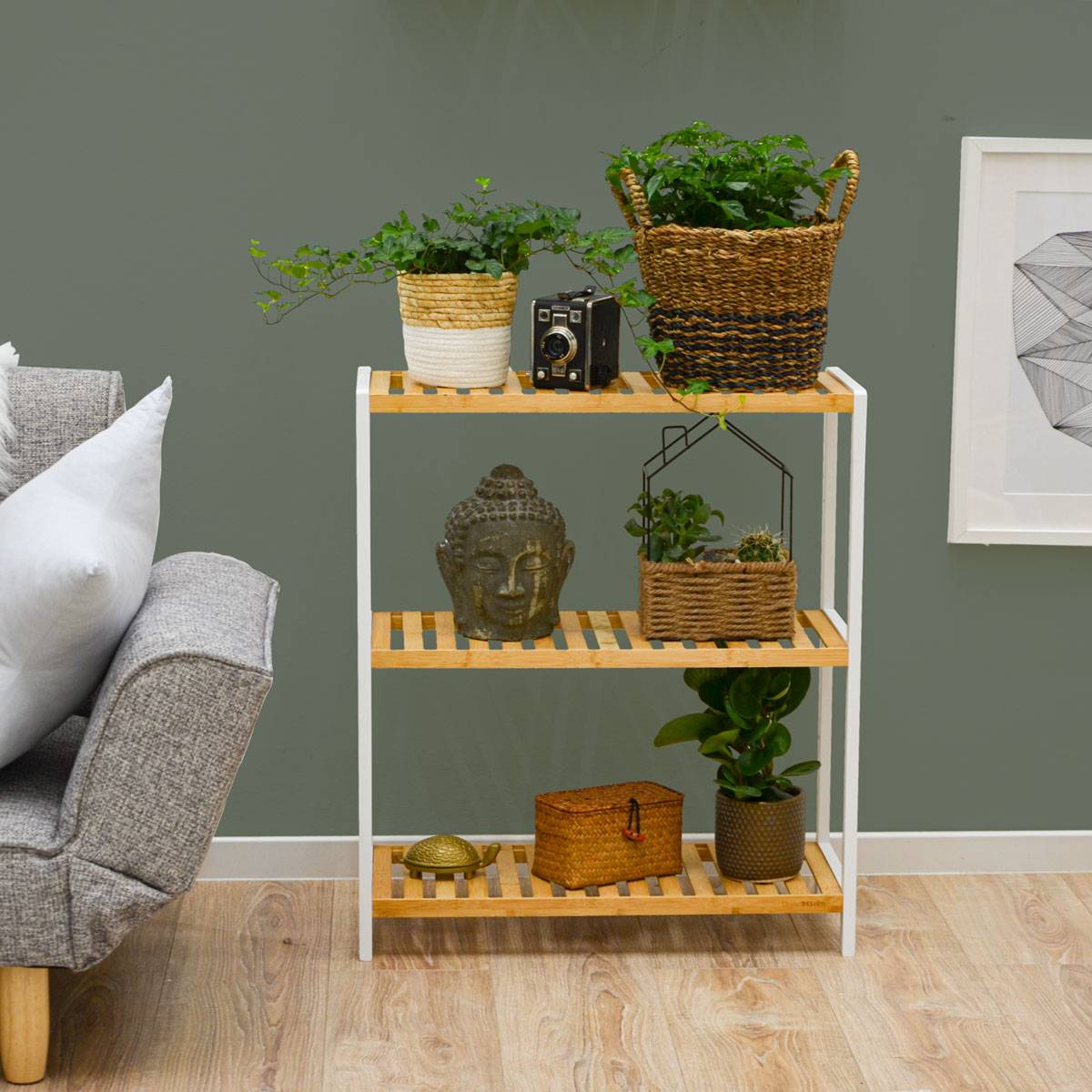 Bambus Schuhregal - 69x60x26cm Holz Regal für Badezimmer Küche Flur Schuhschrank