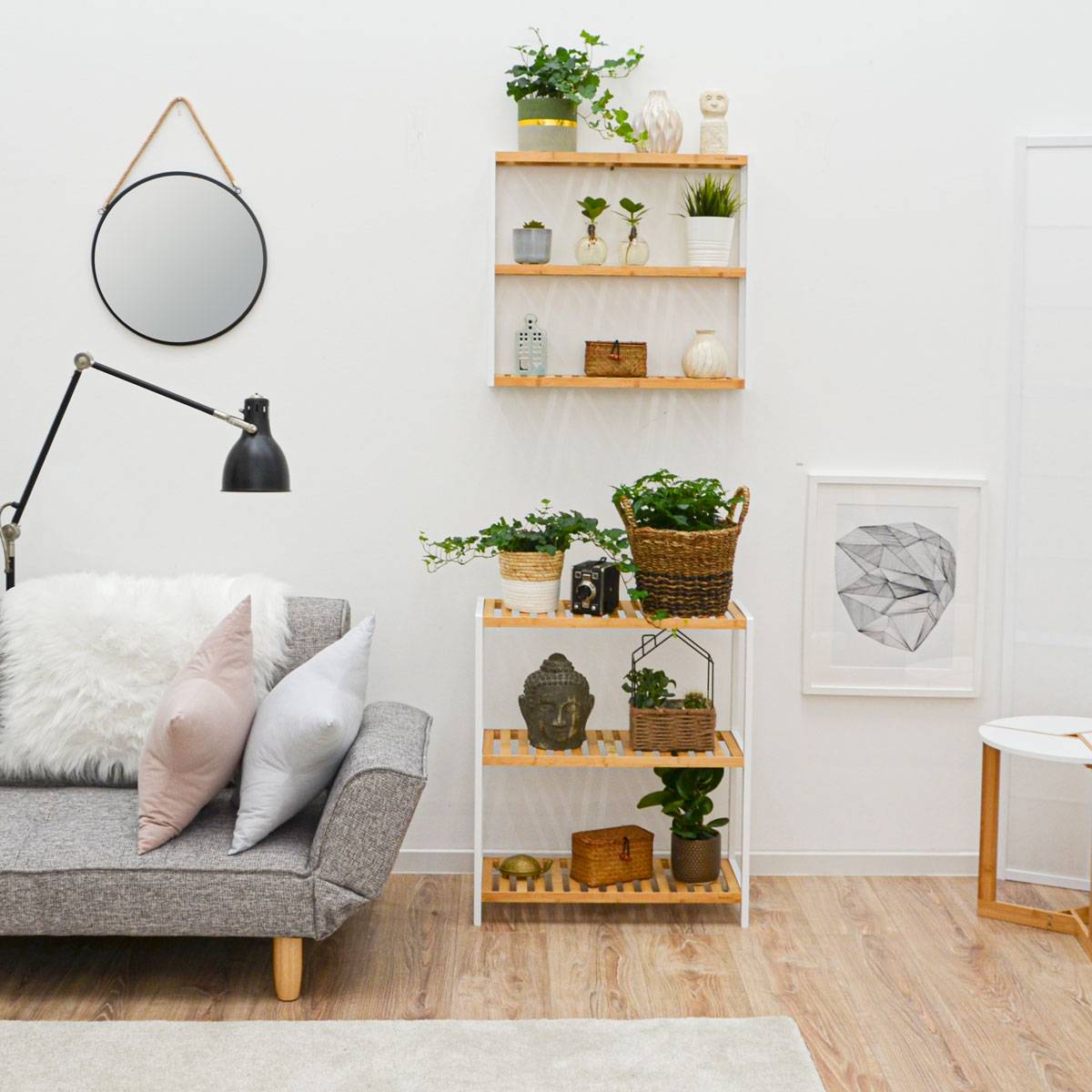 Bambus Schuhregal - 69x60x26cm Holz Regal für Badezimmer Küche Flur Schuhschrank