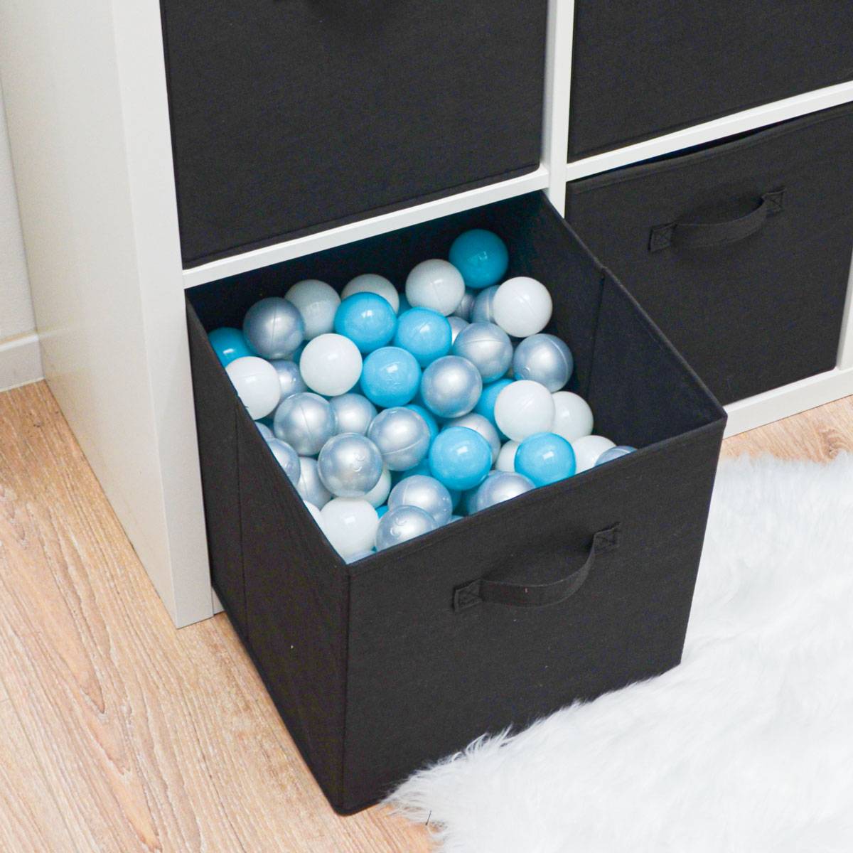 4er Set Aufbewahrungsbox für Kallax Regal - 33x38x33 Stoff Box mit Griff - Black