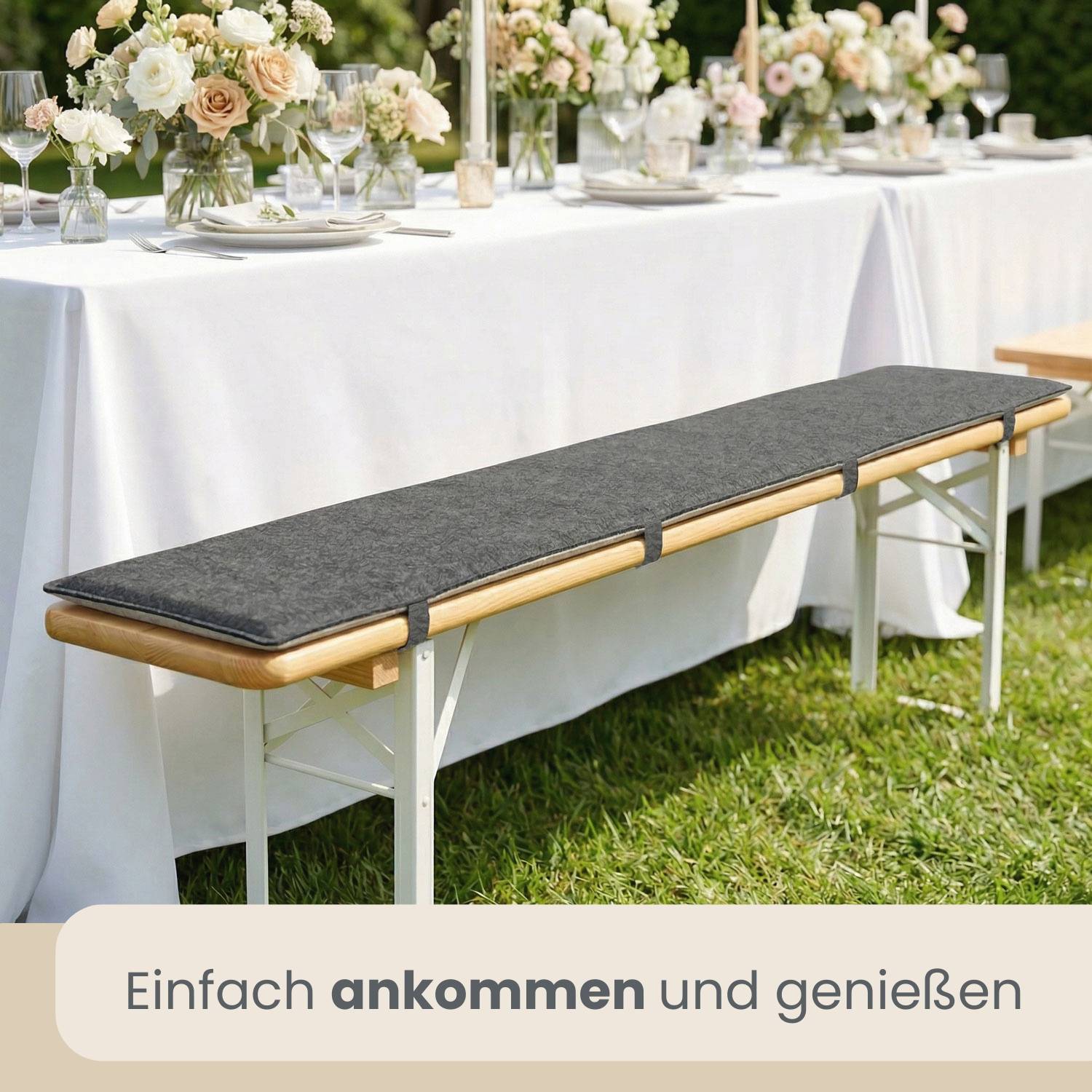 2er Set Bierbankauflage Filz 220x25cm - 1cm Sitzkissen Wendbar Garten Festzelt