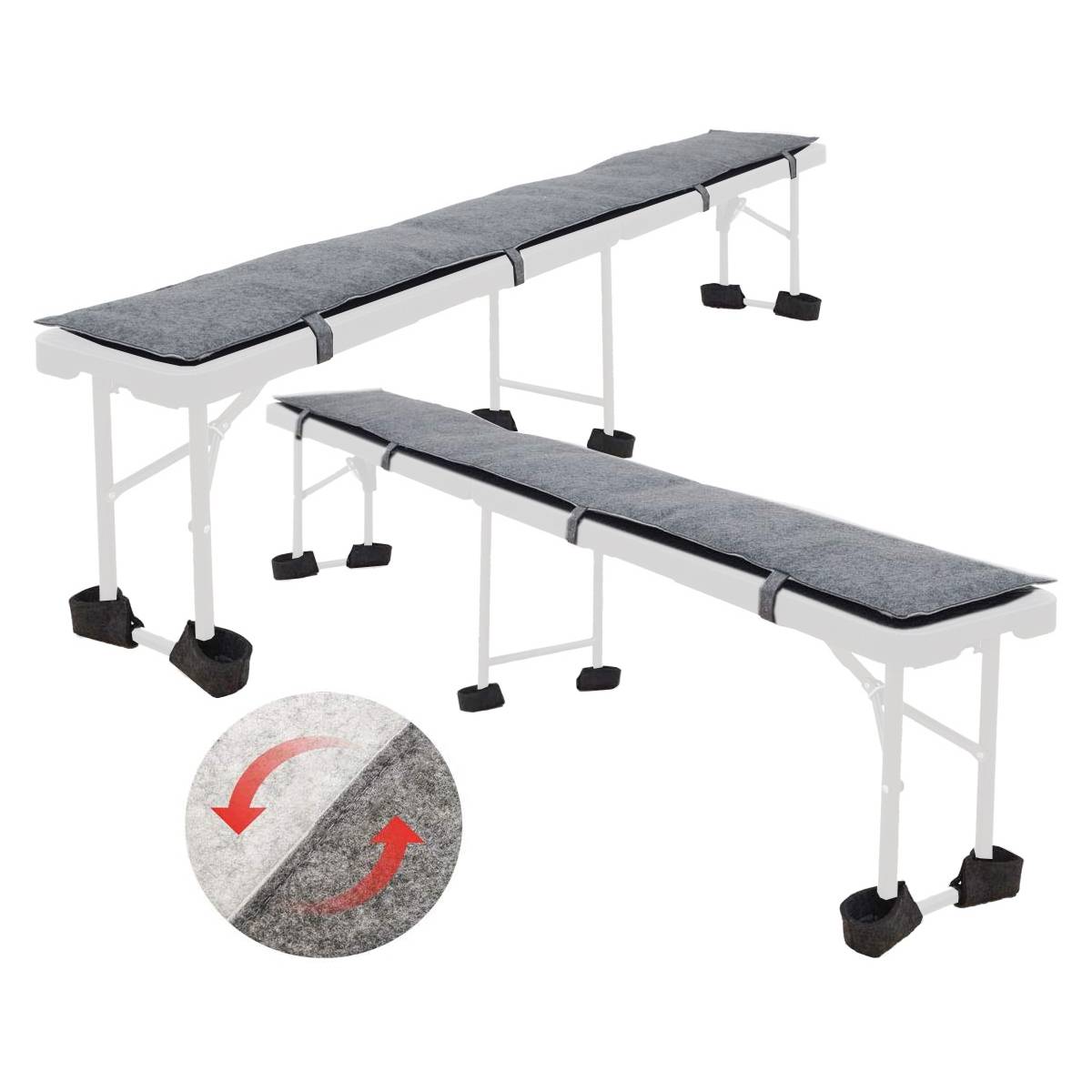 2er Set Bierbankauflage Filz 180x28cm mit Bodenschoner - 1cm Sitzkissen Garten