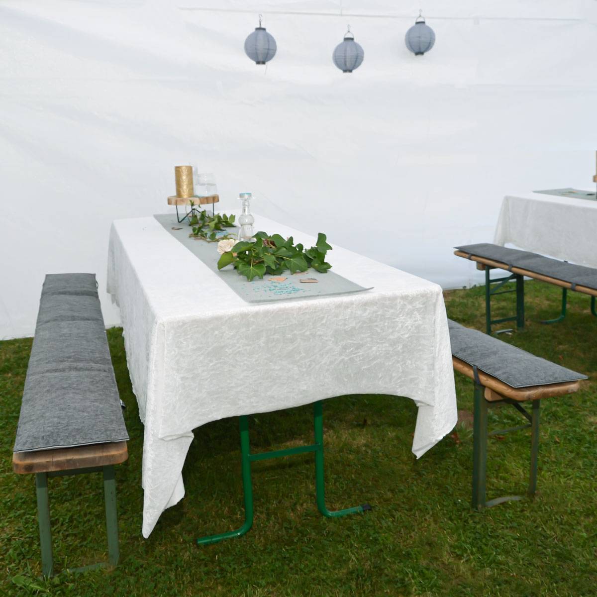 FILZ Set - 2x Bierbank Auflage zum Wenden 180cm - 12x Bodenschoner