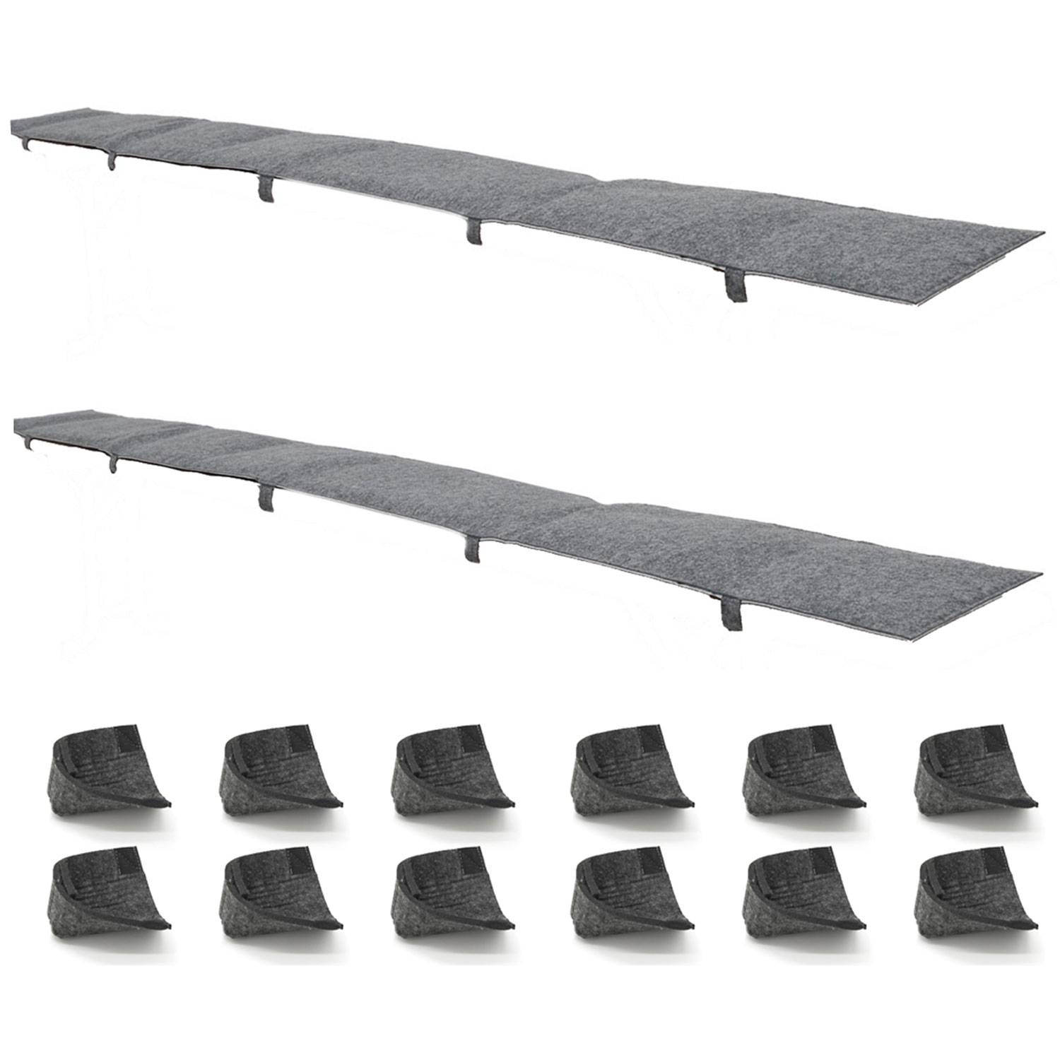 2er Set Bierbankauflage Filz 220x25cm mit Bodenschoner - 1cm Sitzkissen Garten