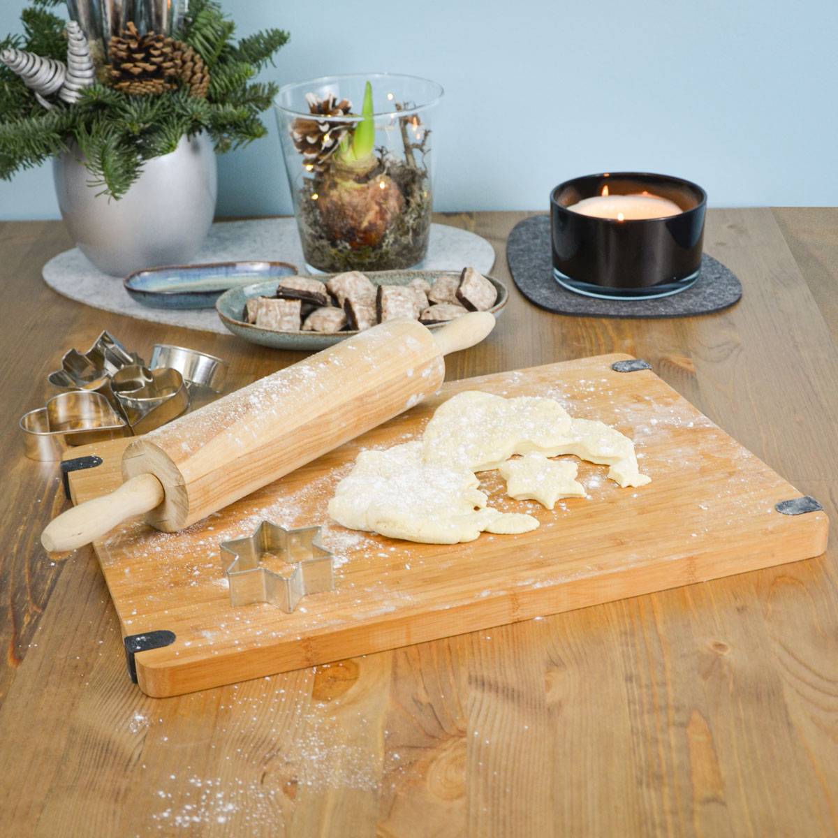 Massiv Holz Schneidebrett mit Ausguss 44x30x2cm Antirutsch Bambus Brett XL