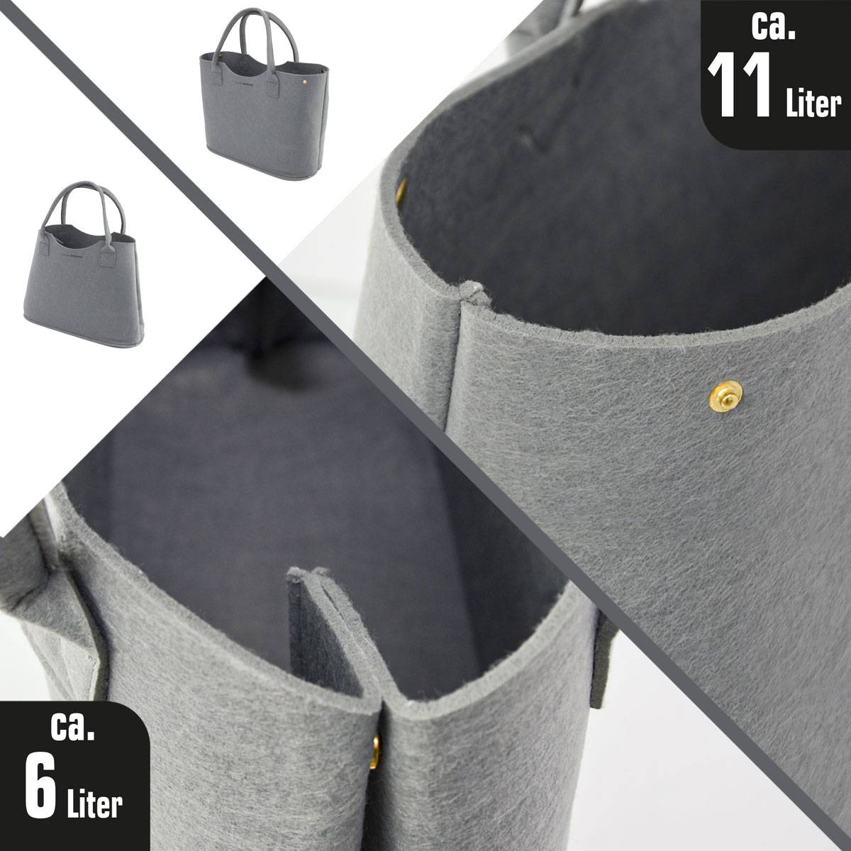 2-in-1 Erweiterbarer Filz Shopper 47x20x35cm XL Tasche Einkaufstasche Groß