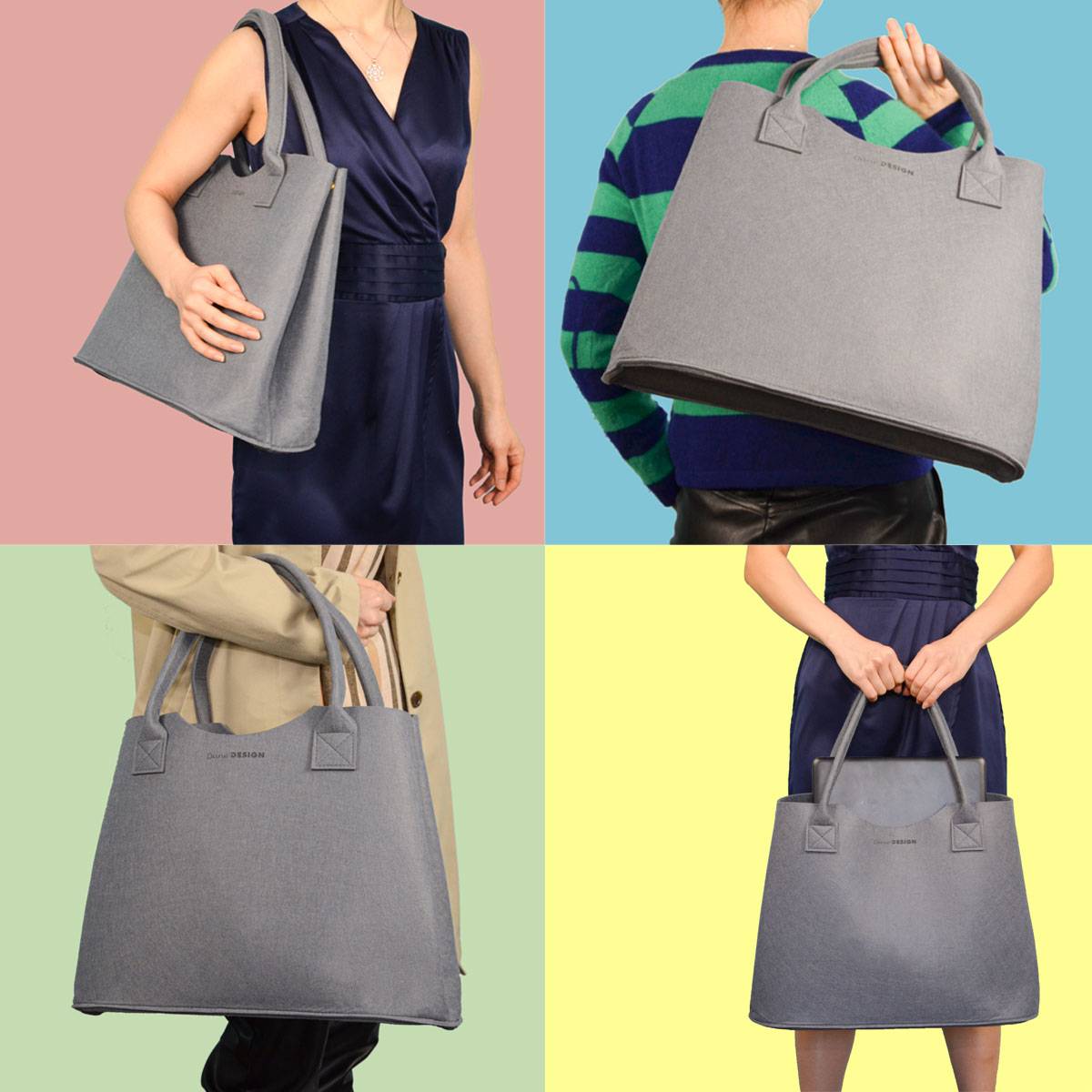 2-in-1 Erweiterbarer Filz Shopper 47x20x35cm XL Tasche Einkaufstasche Groß