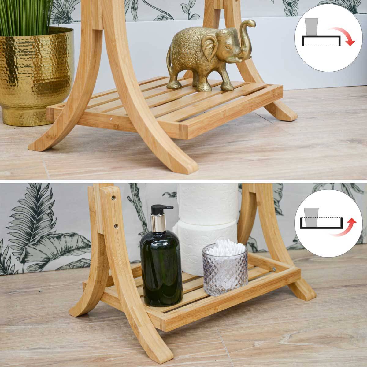 Nachhaltiger Bambus Handtuchständer 40x30x102 Kleiderständer Bad Handtuchhalter