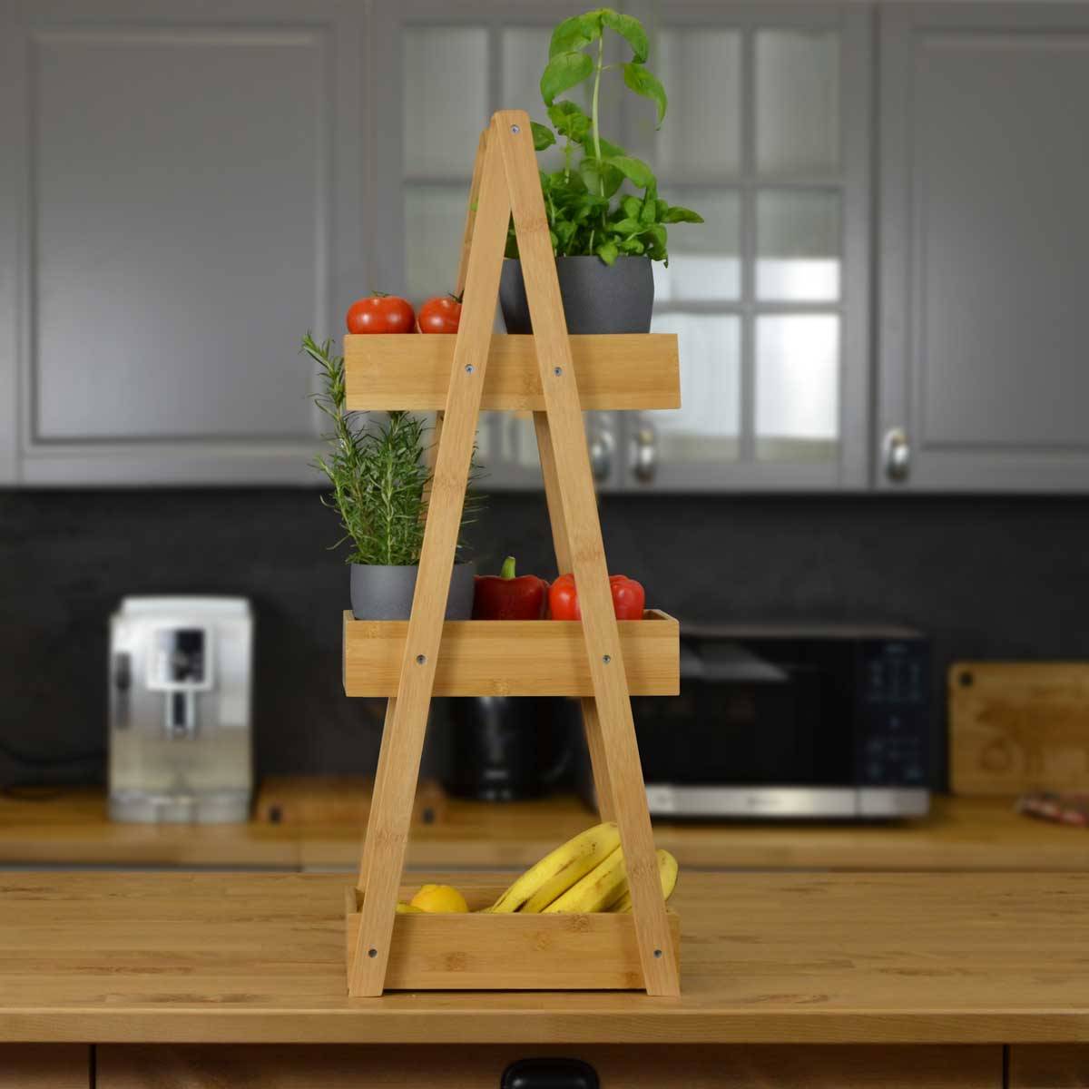 100% Bambus Badregal mit 3 Körben 30x18x80 Küche Bad WC Holz Regal Badezimmer