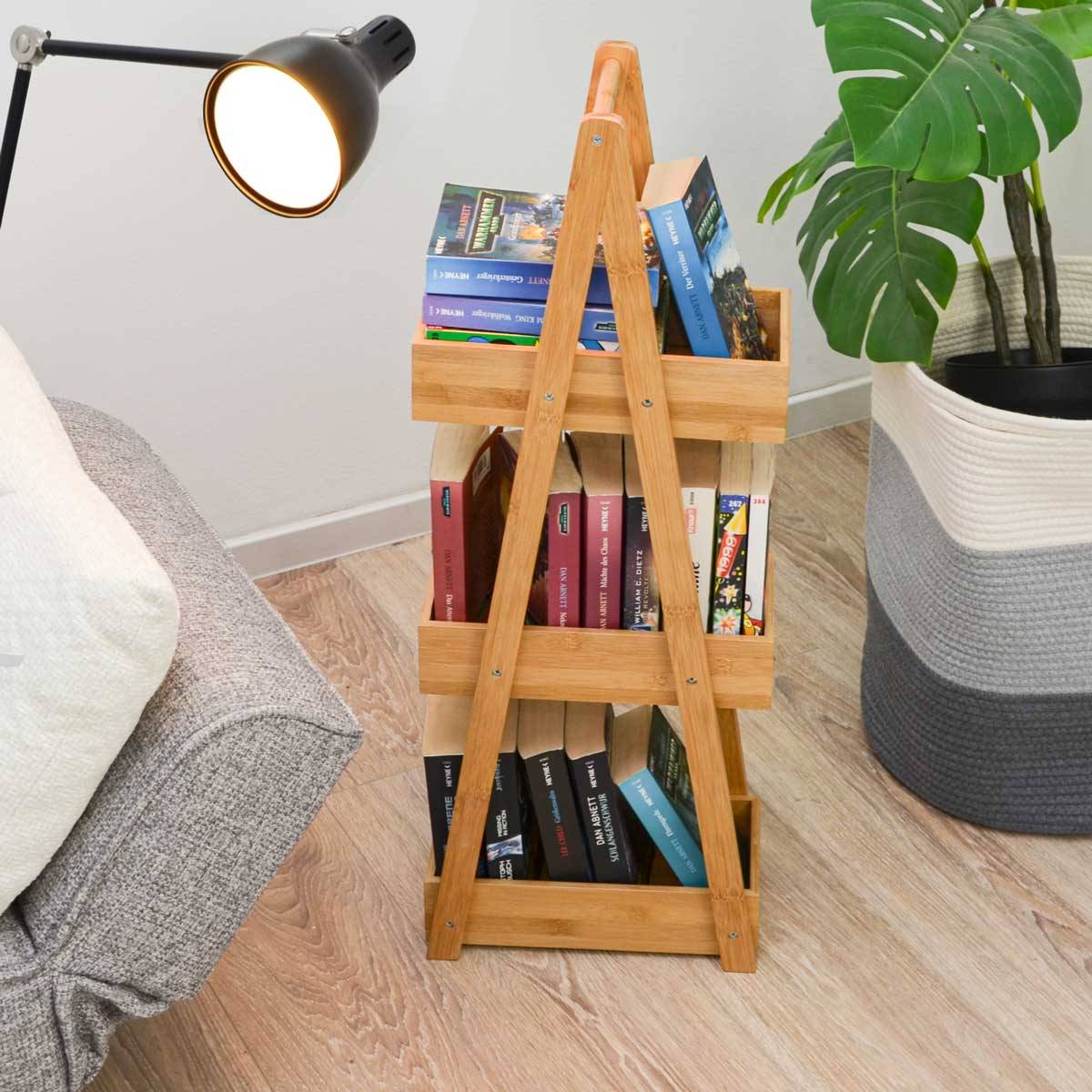 100% Bambus Badregal mit 3 Körben 30x18x80 Küche Bad WC Holz Regal Badezimmer