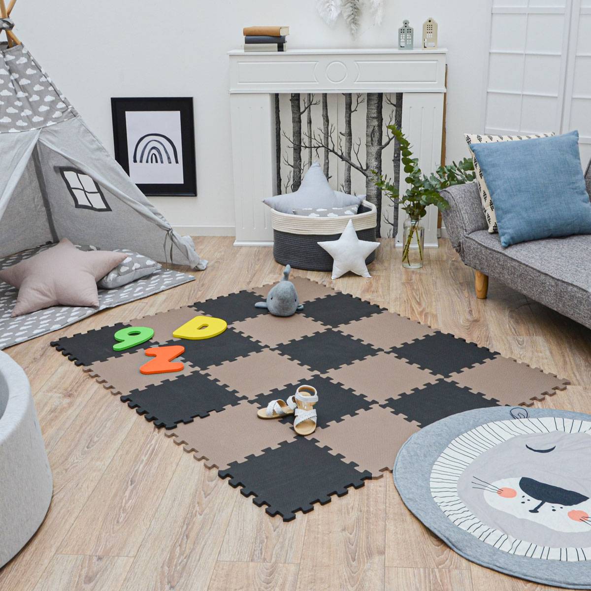 18 Teile Baby Kinder Puzzlematte ab Null - 30x30 Puzzle Spielmatte Krabbelmatte