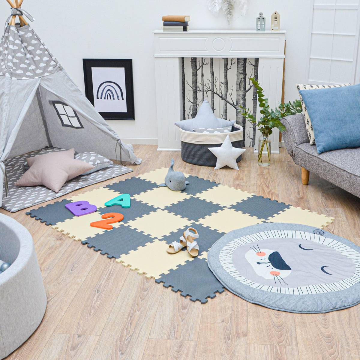 18 Teile Baby Kinder Puzzlematte ab Null - 30x30 Puzzle Spielmatte Krabbelmatte