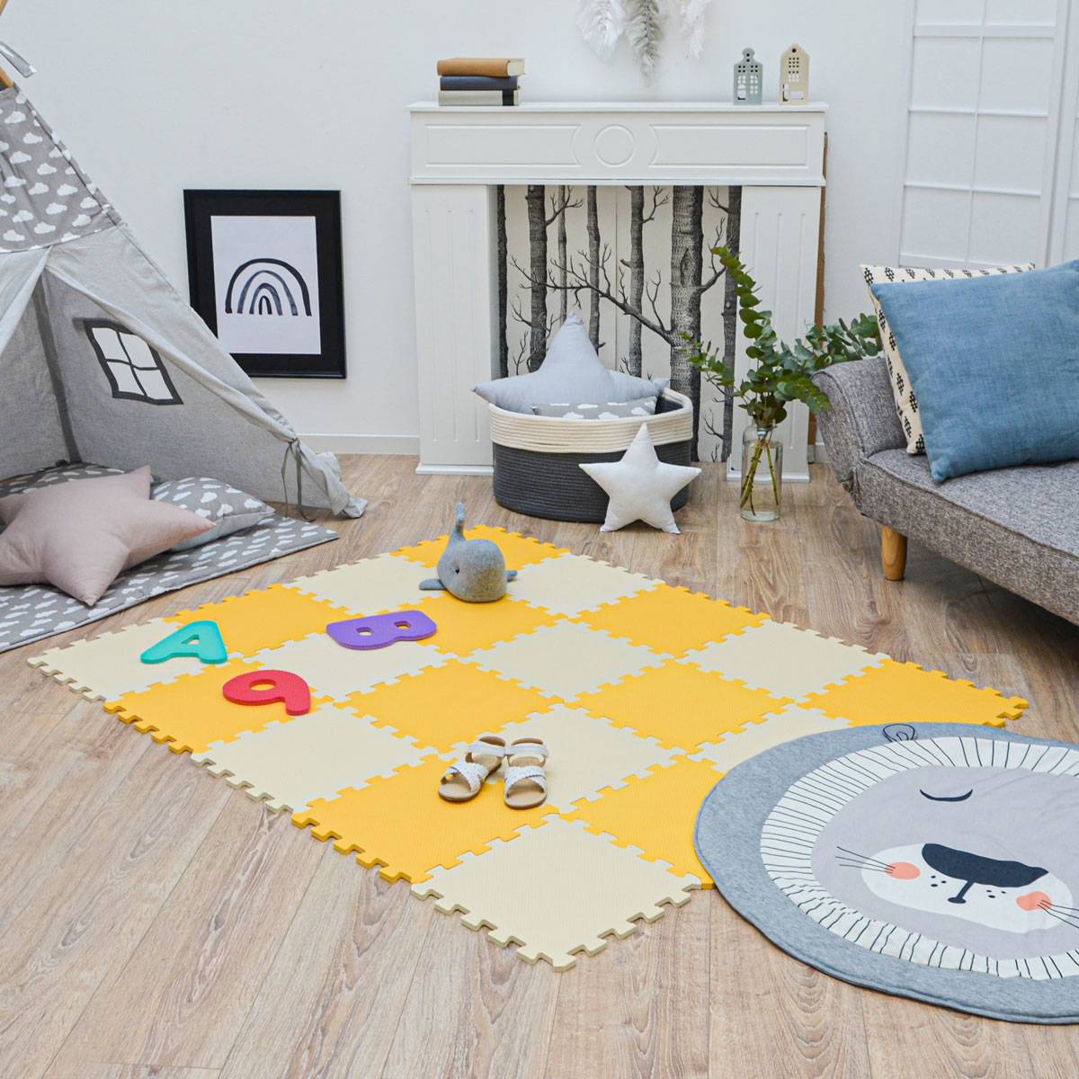 18 Teile Baby Kinder Puzzlematte ab Null - 30x30 Puzzle Spielmatte Krabbelmatte