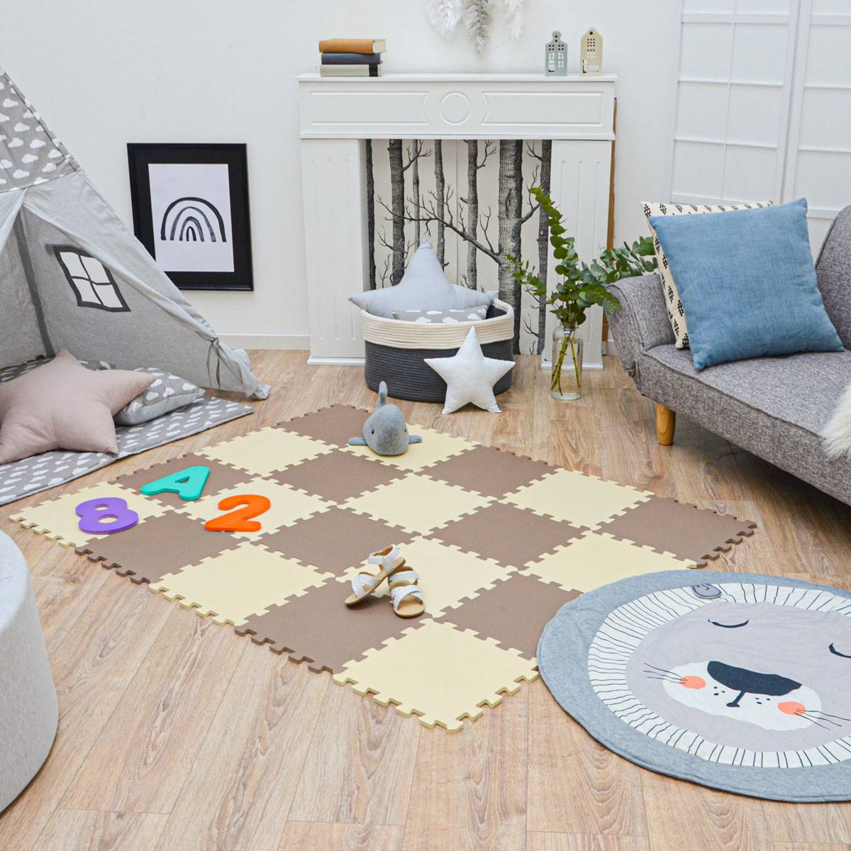 18 Teile Baby Kinder Puzzlematte ab Null - 30x30 Puzzle Spielmatte Krabbelmatte