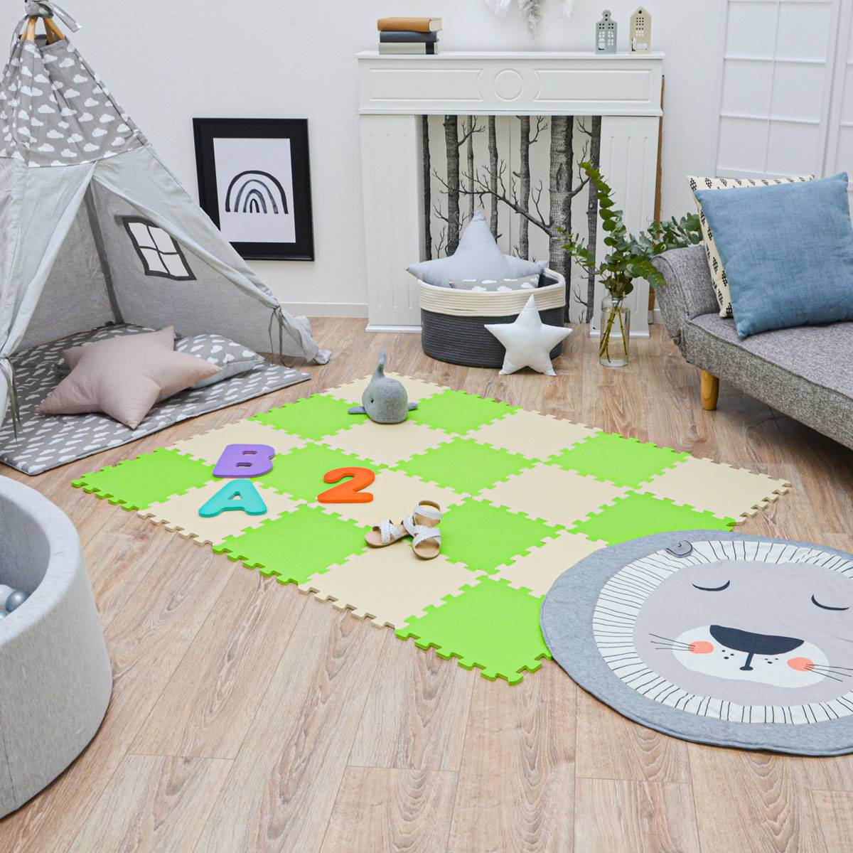 18 Teile Baby Kinder Puzzlematte ab Null - 30x30 Puzzle Spielmatte Krabbelmatte