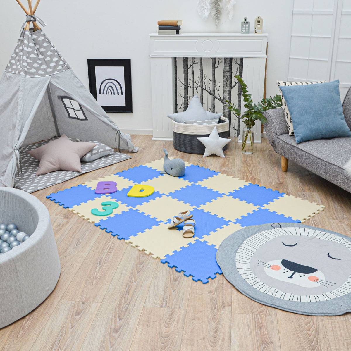 18 Teile Baby Kinder Puzzlematte ab Null - 30x30 Puzzle Spielmatte Krabbelmatte