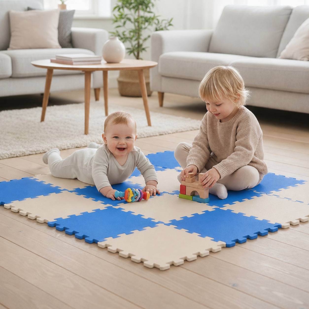 18 Teile Baby Kinder Puzzlematte ab Null - 30x30 Puzzle Spielmatte Krabbelmatte