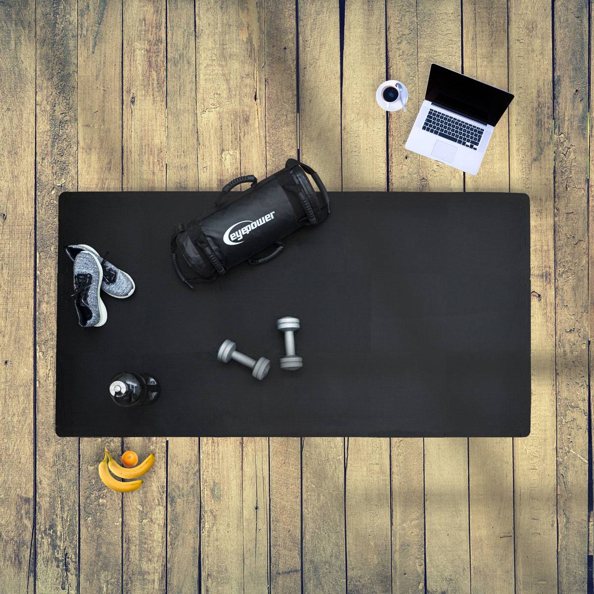 18x Fitness Bodenschutzmatte - 30x30 EVA Matte Sport Bodenmatte für Fitnessraum