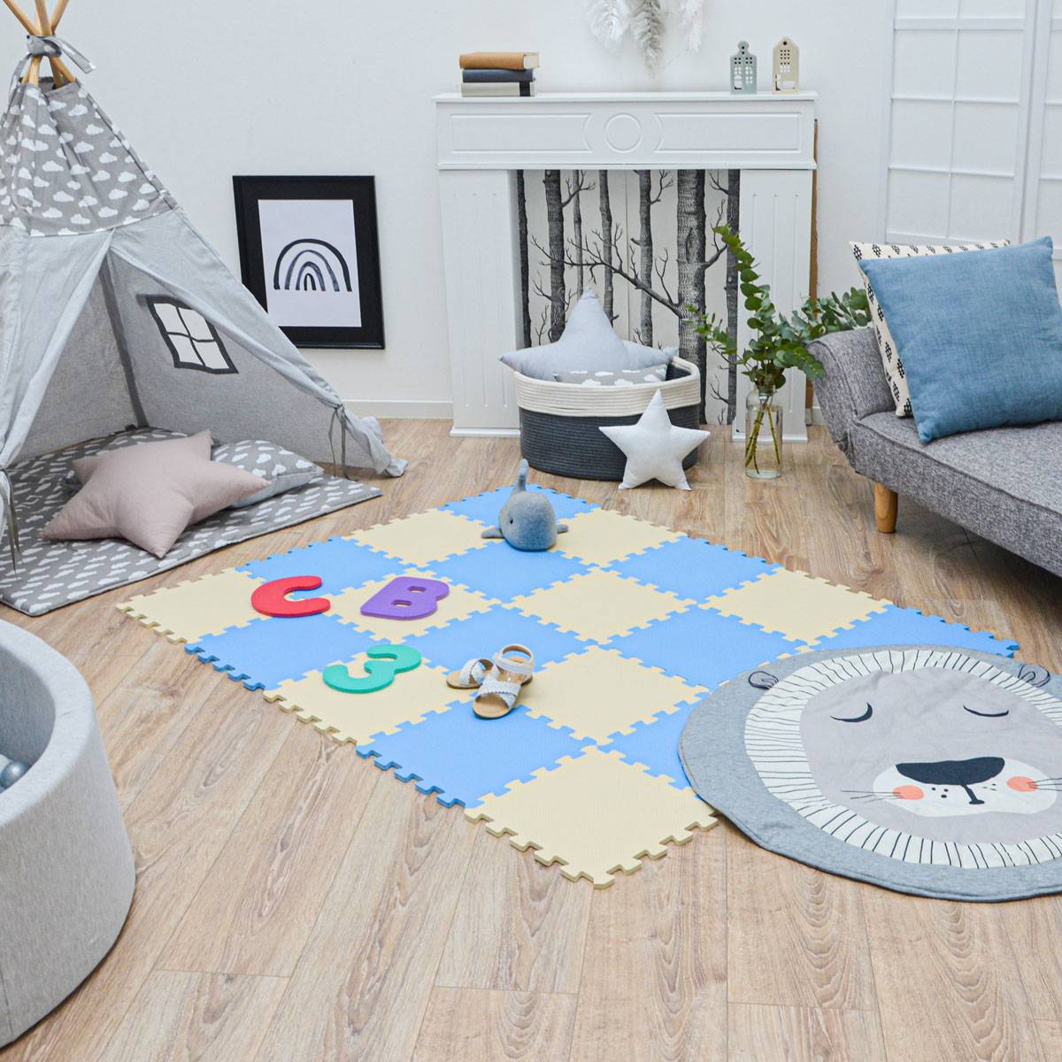 18 Teile Baby Kinder Puzzlematte ab Null - 30x30 Puzzle Spielmatte Krabbelmatte