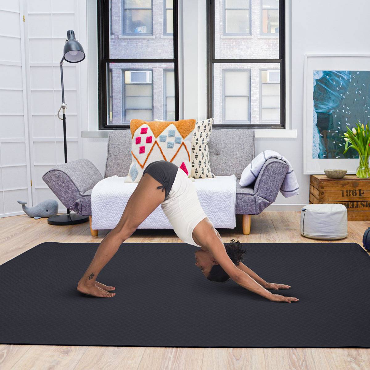 200x116 XXL Fitnessmatte - 6mm Extra Breite Yogamatte - Rutschfeste Sportmatte