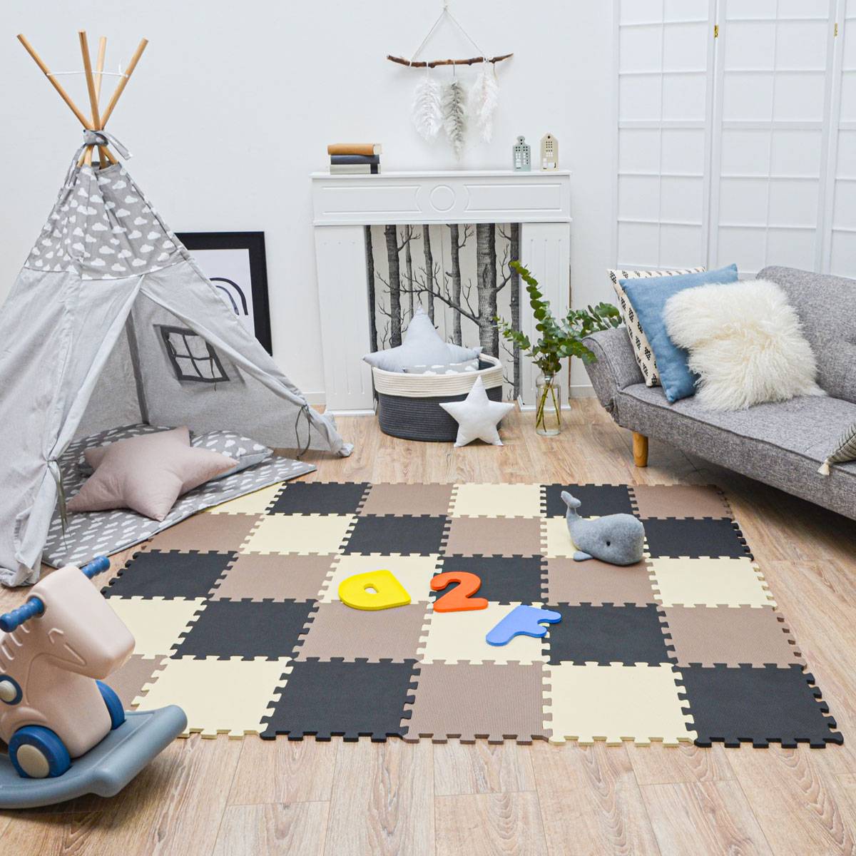 27 Teile Baby Kinder Puzzlematte ab Null - 30x30 Puzzle Spielmatte Krabbelmatte