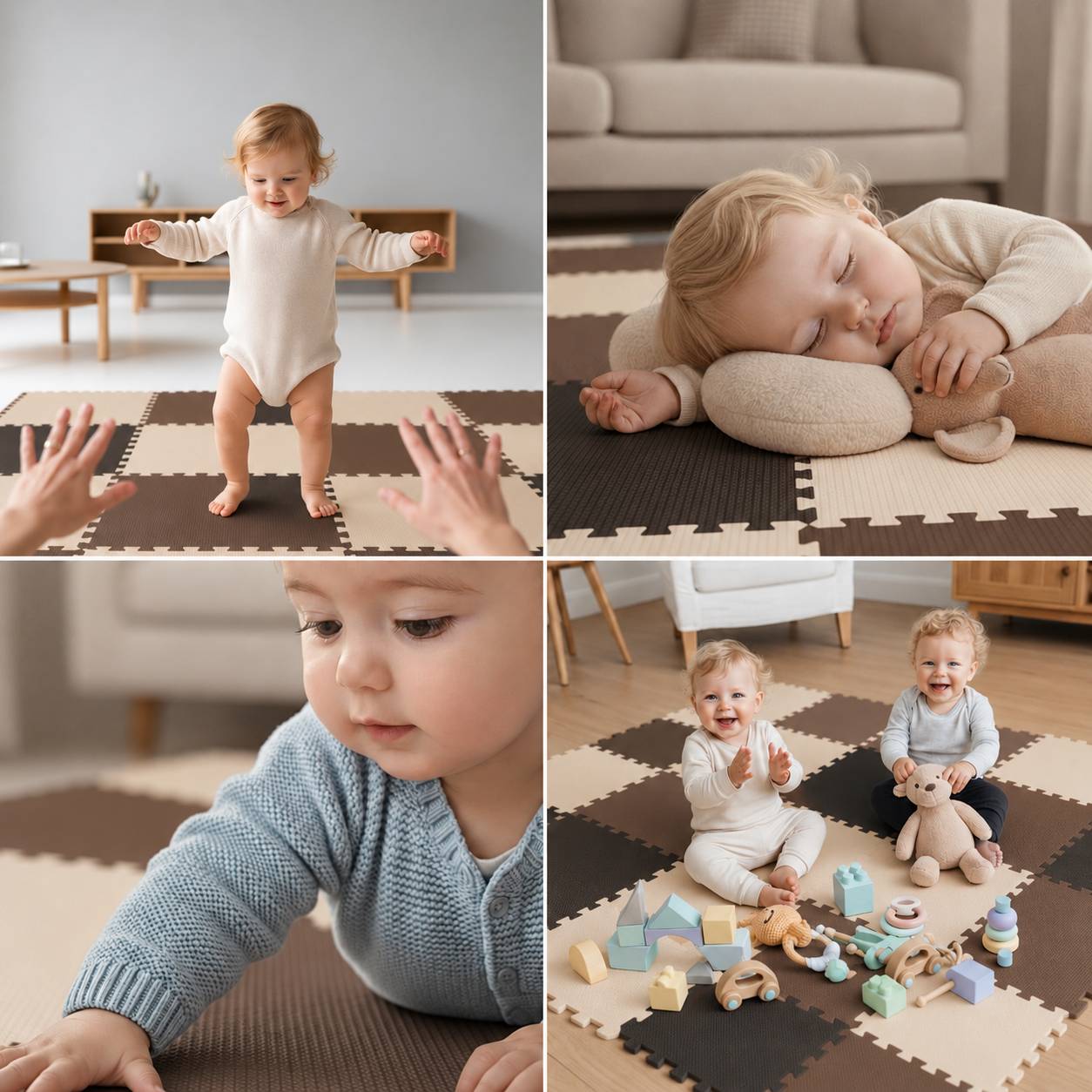 27 Teile Baby Kinder Puzzlematte ab Null - 30x30 Puzzle Spielmatte Krabbelmatte