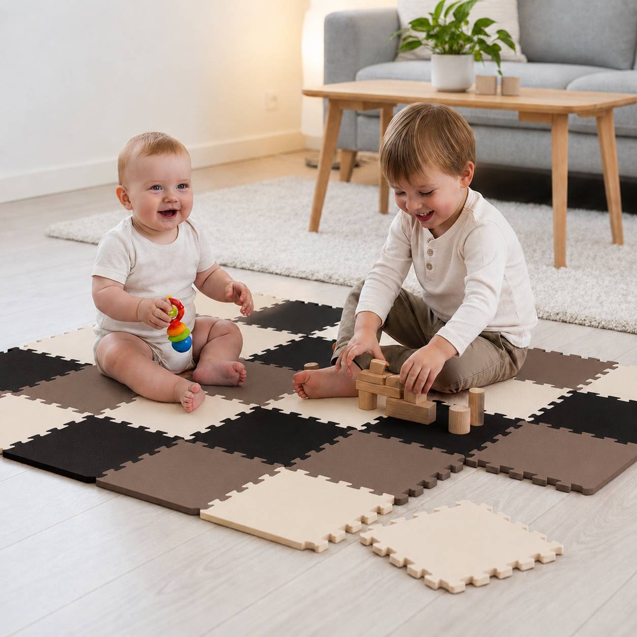 27 Teile Baby Kinder Puzzlematte ab Null - 30x30 Puzzle Spielmatte Krabbelmatte