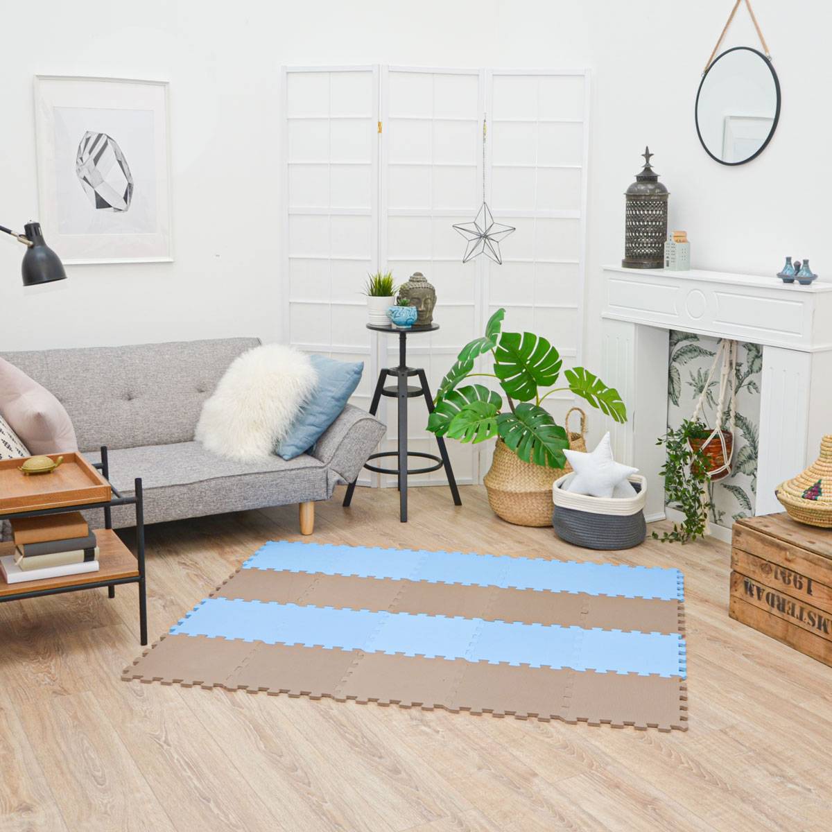 18 Teile Baby Kinder Puzzlematte ab Null - 30x30 Puzzle Spielmatte Krabbelmatte